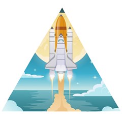 Space Exploration Illustration Wooden Puzzle Triangle by Bedest