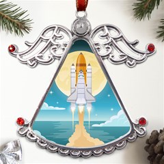 Space Exploration Illustration Metal Angel With Crystal Ornament by Bedest