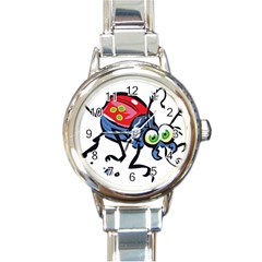 Bug Black Insect Animal Round Italian Charm Watch by Sarkoni