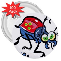 Bug Black Insect Animal 3  Buttons (100 Pack)  by Sarkoni