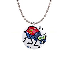 Bug Black Insect Animal 1  Button Necklace by Sarkoni