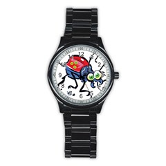 Bug Black Insect Animal Stainless Steel Round Watch by Sarkoni