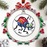 Bug Black Insect Animal Metal X mas Wreath Ribbon Ornament Front