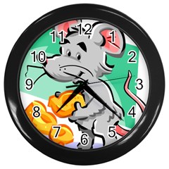 Mouse Cheese Tail Rat Mice Hole Wall Clock (black) by Sarkoni