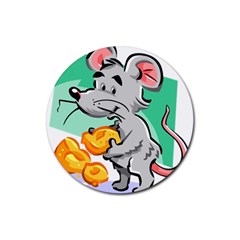 Mouse Cheese Tail Rat Mice Hole Rubber Round Coaster (4 Pack) by Sarkoni