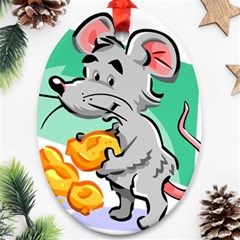 Mouse Cheese Tail Rat Mice Hole Oval Ornament (two Sides) by Sarkoni