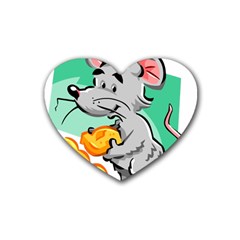 Mouse Cheese Tail Rat Mice Hole Rubber Heart Coaster (4 Pack) by Sarkoni