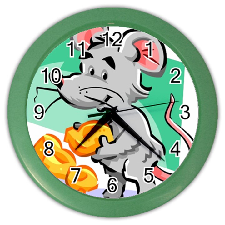 Mouse Cheese Tail Rat Mice Hole Color Wall Clock