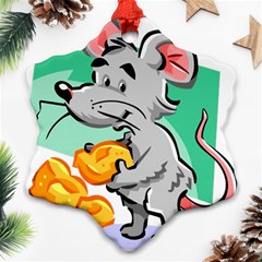 Mouse Cheese Tail Rat Mice Hole Ornament (snowflake) by Sarkoni