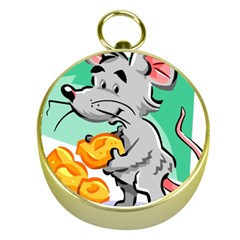 Mouse Cheese Tail Rat Mice Hole Gold Compasses by Sarkoni