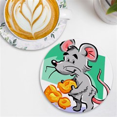 Mouse Cheese Tail Rat Mice Hole Uv Print Round Tile Coaster by Sarkoni