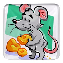 Mouse Cheese Tail Rat Mice Hole Square Glass Fridge Magnet (4 Pack) by Sarkoni