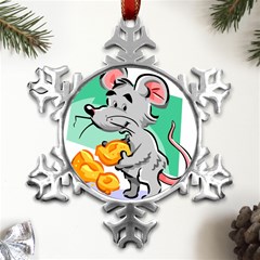 Mouse Cheese Tail Rat Mice Hole Metal Small Snowflake Ornament by Sarkoni