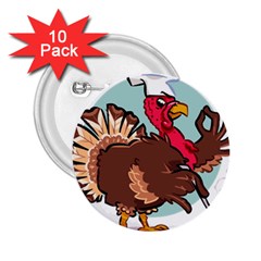 Turkey Chef Cooking Food Cartoon 2 25  Buttons (10 Pack)  by Sarkoni