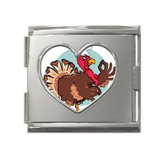 Turkey Chef Cooking Food Cartoon Mega Link Heart Italian Charm (18mm) by Sarkoni