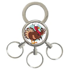 Turkey Chef Cooking Food Cartoon 3-ring Key Chain by Sarkoni