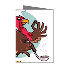 Turkey Chef Cooking Food Cartoon Mini Greeting Cards (pkg Of 8) by Sarkoni