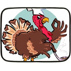 Turkey Chef Cooking Food Cartoon Two Sides Fleece Blanket (mini) by Sarkoni