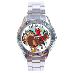 Turkey Chef Cooking Food Cartoon Stainless Steel Analogue Watch by Sarkoni