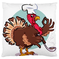 Turkey Chef Cooking Food Cartoon Large Premium Plush Fleece Cushion Case (two Sides) by Sarkoni