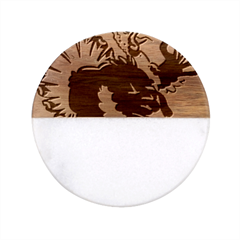 Turkey Chef Cooking Food Cartoon Classic Marble Wood Coaster (round)  by Sarkoni