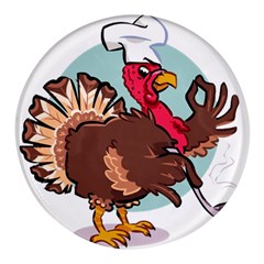 Turkey Chef Cooking Food Cartoon Round Glass Fridge Magnet (4 Pack) by Sarkoni