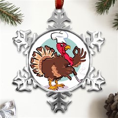 Turkey Chef Cooking Food Cartoon Metal Small Snowflake Ornament by Sarkoni