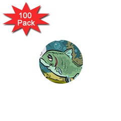 Fish Hook Worm Bait Water Hobby 1  Mini Buttons (100 Pack)  by Sarkoni