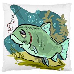 Fish Hook Worm Bait Water Hobby Large Premium Plush Fleece Cushion Case (one Side) by Sarkoni