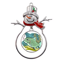 Fish Hook Worm Bait Water Hobby Metal Snowman Ornament by Sarkoni