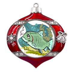 Fish Hook Worm Bait Water Hobby Metal Snowflake And Bell Red Ornament by Sarkoni