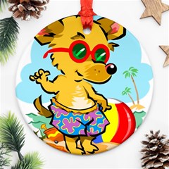 Beach Chihuahua Dog Pet Animal Ornament (round) by Sarkoni