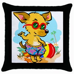 Beach Chihuahua Dog Pet Animal Throw Pillow Case (black) by Sarkoni