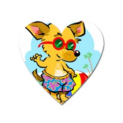 Beach Chihuahua Dog Pet Animal Heart Magnet by Sarkoni