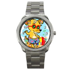 Beach Chihuahua Dog Pet Animal Sport Metal Watch by Sarkoni