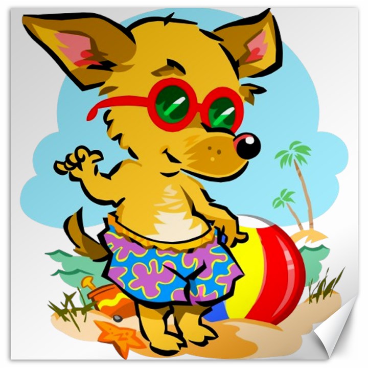 Beach Chihuahua Dog Pet Animal Canvas 20  x 20 