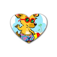 Beach Chihuahua Dog Pet Animal Rubber Coaster (heart) by Sarkoni