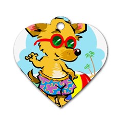 Beach Chihuahua Dog Pet Animal Dog Tag Heart (one Side) by Sarkoni