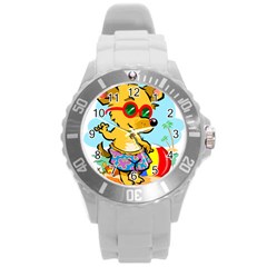 Beach Chihuahua Dog Pet Animal Round Plastic Sport Watch (l) by Sarkoni