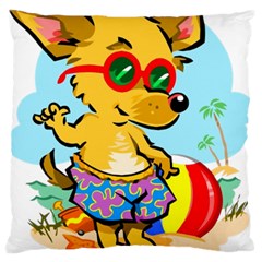 Beach Chihuahua Dog Pet Animal Large Cushion Case (one Side) by Sarkoni