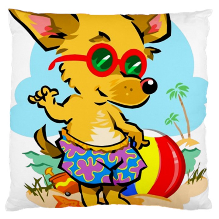 Beach Chihuahua Dog Pet Animal Large Cushion Case (Two Sides)