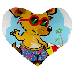 Beach Chihuahua Dog Pet Animal Large 19  Premium Heart Shape Cushions by Sarkoni