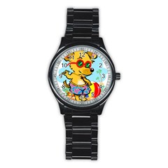 Beach Chihuahua Dog Pet Animal Stainless Steel Round Watch by Sarkoni