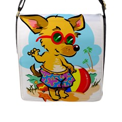 Beach Chihuahua Dog Pet Animal Flap Closure Messenger Bag (l) by Sarkoni