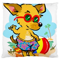 Beach Chihuahua Dog Pet Animal Large Premium Plush Fleece Cushion Case (two Sides) by Sarkoni