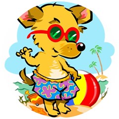 Beach Chihuahua Dog Pet Animal Wooden Puzzle Round by Sarkoni