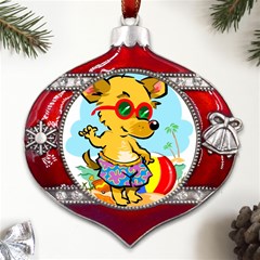 Beach Chihuahua Dog Pet Animal Metal Snowflake And Bell Red Ornament by Sarkoni