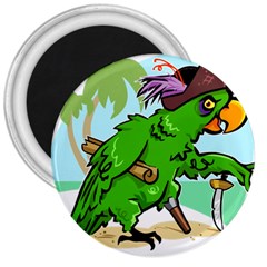 Parrot Hat Cartoon Captain 3  Magnets by Sarkoni