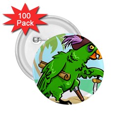 Parrot Hat Cartoon Captain 2 25  Buttons (100 Pack)  by Sarkoni