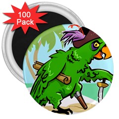 Parrot Hat Cartoon Captain 3  Magnets (100 Pack) by Sarkoni